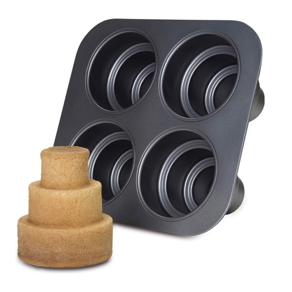 Chicago Metallic Multi Tier Cake Pan 4 Cavity 10.6 x 9.60 x 4.5 Inch